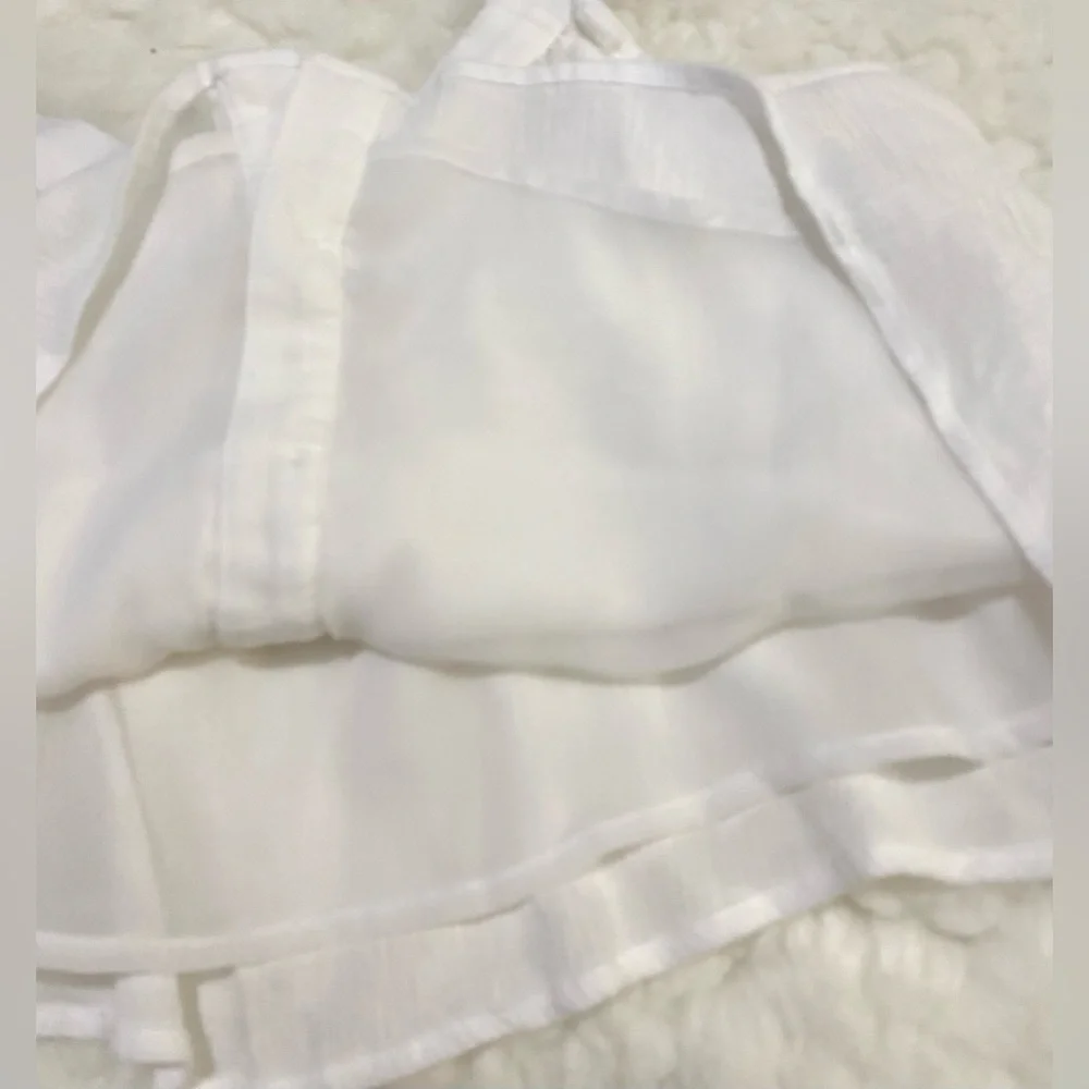 American Eagle Womens S Solid White Ruffle  Sleeve Top Boho Y2K Cottagecore - Picture 7 of 14